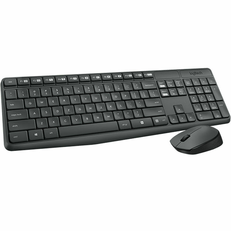 Keyboard and Wireless Mouse Logitech Black Grey Portuguese (Refurbished A)