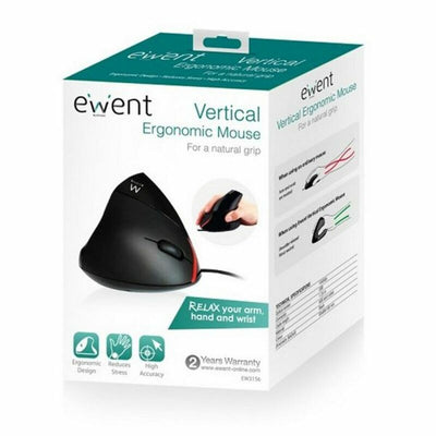 Ergonomic Optical Mouse Ewent 1000 dpi USB Black (Refurbished B)