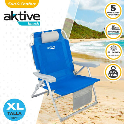 Chaise Pliante Aktive XXL Bleu Gris (Reconditionné B)