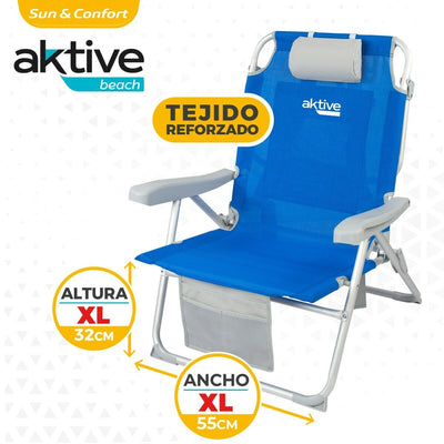 Chaise Pliante Aktive XXL Bleu Gris (Reconditionné B)