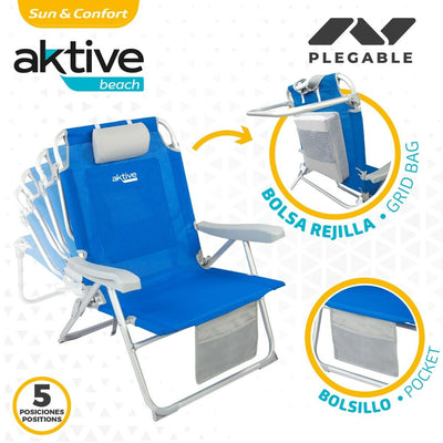 Chaise Pliante Aktive XXL Bleu Gris (Reconditionné B)