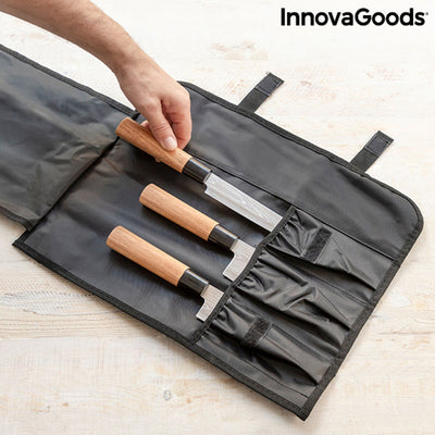 Set de Cuchillos con Funda de Transporte Profesional InnovaGoods Damas·Q Acero Inoxidable 3 Piezas (Reacondicionado B)