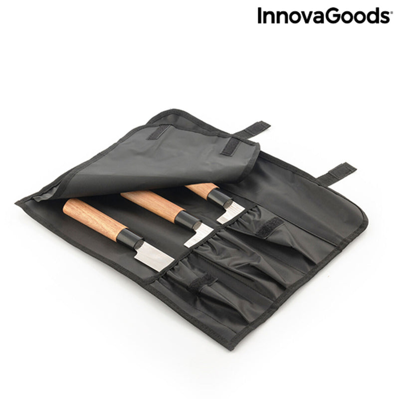 Set de Cuchillos con Funda de Transporte Profesional InnovaGoods Damas·Q Acero Inoxidable 3 Piezas (Reacondicionado B)