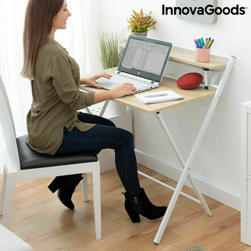 Folding Desk with Shelf InnovaGoods Tablezy Wood (Refurbished B)