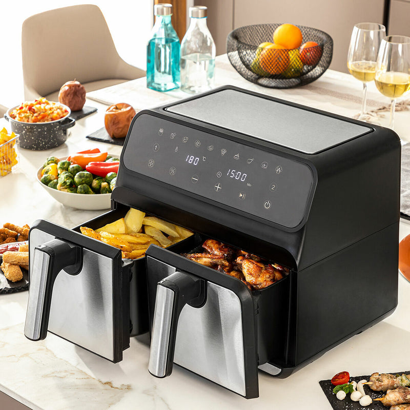 Heißluftfritteuse InnovaGoods Fryinn Double 8000 Schwarz 3400 W 8 L Edelstahl (Restauriert B)