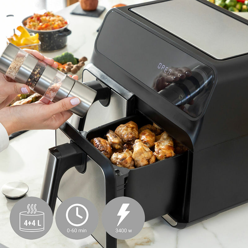 Friteuse à Air InnovaGoods Fryinn Double 8000 Noir 3400 W 8 L Acier inoxydable (Reconditionné B)