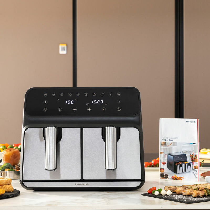 Heißluftfritteuse InnovaGoods Fryinn Double 8000 Schwarz 3400 W 8 L Edelstahl (Restauriert B)