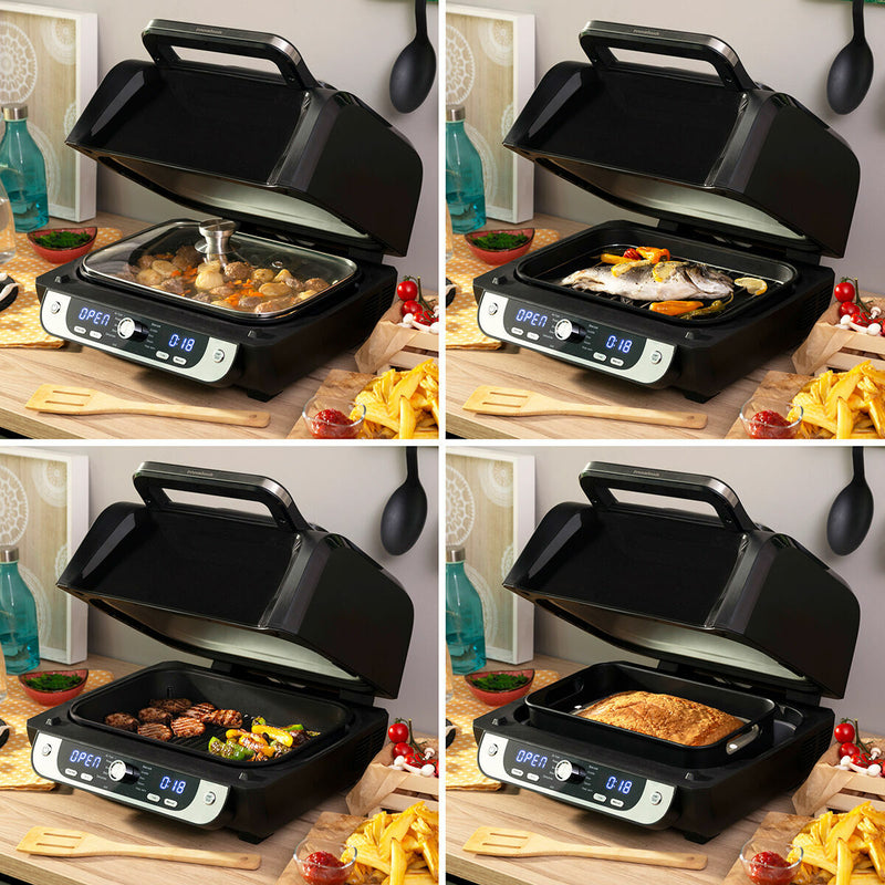 Friteuse à Air avec Gril, Accessoires et Livre de Recettes InnovaGoods Noir Acier 3400 W 6 L (Reconditionné C)