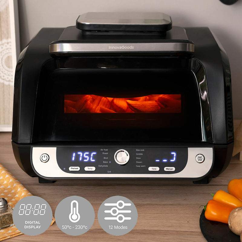 Heißluftfritteuse mit Grill, Zubehör und Rezeptbuch InnovaGoods Schwarz Stahl 3400 W 6 L (Restauriert C)