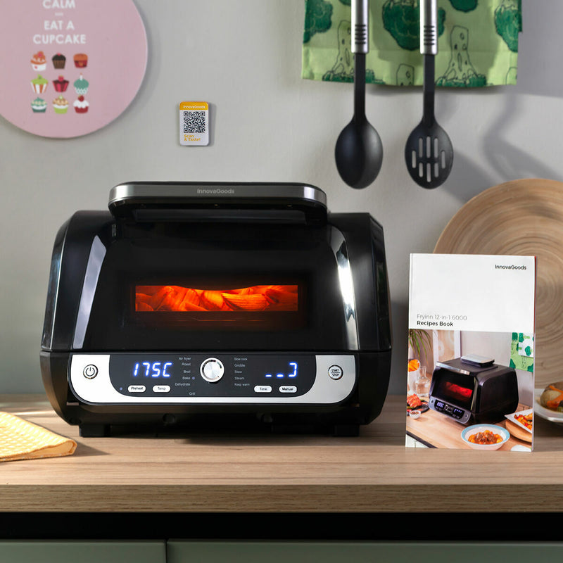 Heißluftfritteuse mit Grill, Zubehör und Rezeptbuch InnovaGoods Schwarz Stahl 3400 W 6 L (Restauriert C)