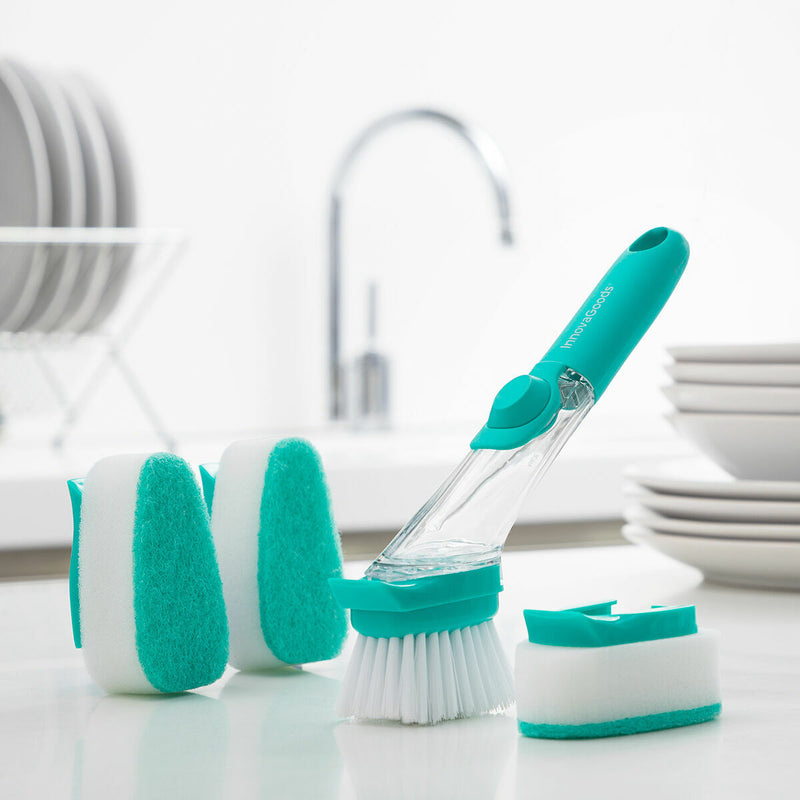 Scourer Brush with Handle and Soap Dispenser Cleasy InnovaGoods Green Plastic (Refurbished B)