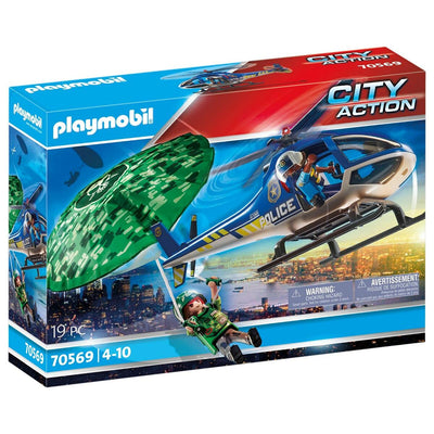 Playset City Action Police helicopter: Parachute Chase Playmobil 70569 19 piezas (Reacondicionado A)