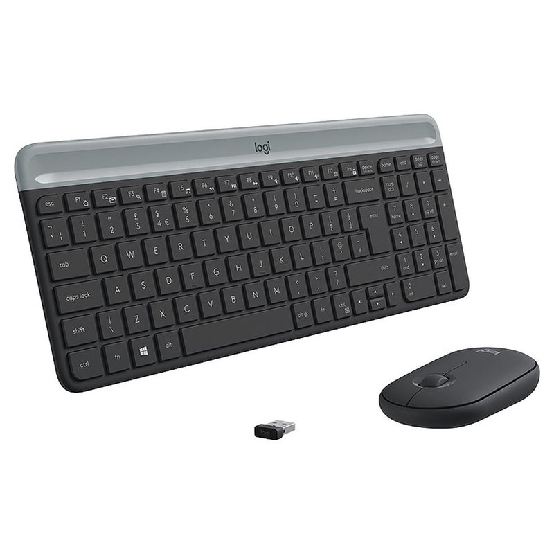 clavier et souris Logitech Noir Gris Français AZERTY QWERTY (Reconditionné B)