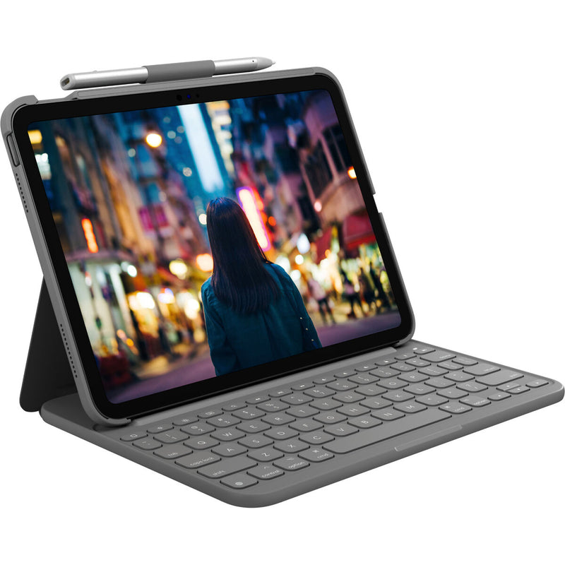 Teclado Bluetooth con Soporte para Tablet Logitech 920-011423 Qwertz Alemán Gris (Reacondicionado A)