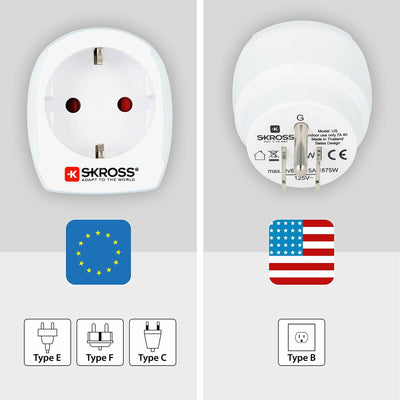 Adaptador de Corriente Skross Europeo Estados Unidos (Reacondicionado A+)