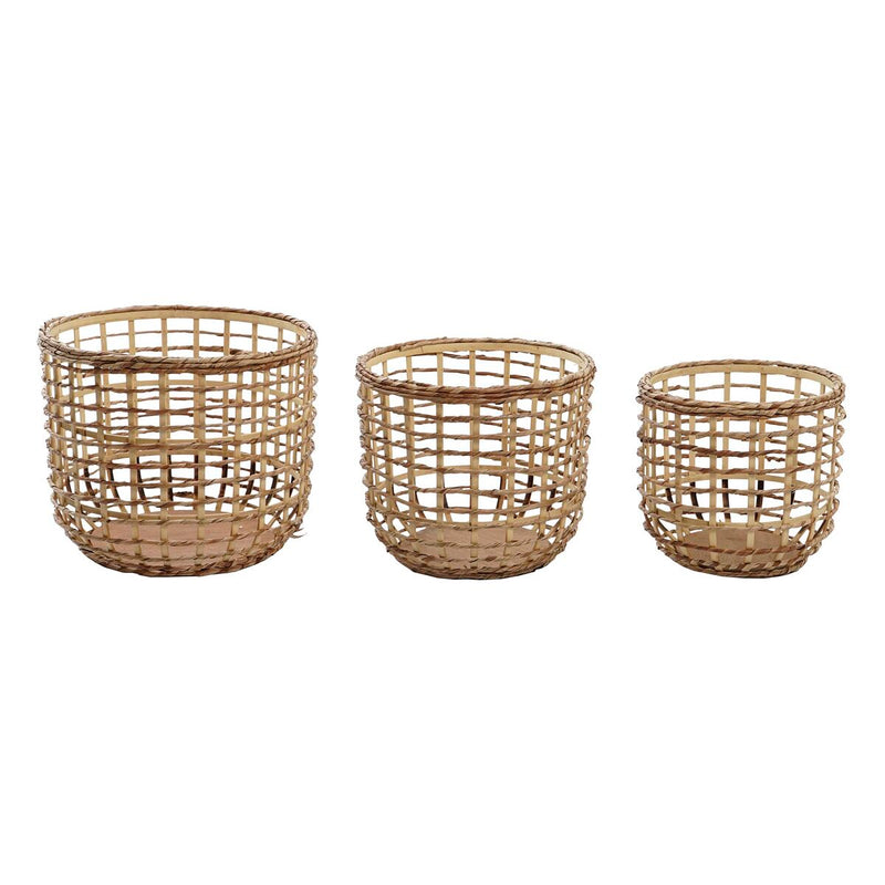 Set di Cestini DKD Home Decor FIBRA MAIZ (3 Pezzi) (Ricondizionati A)