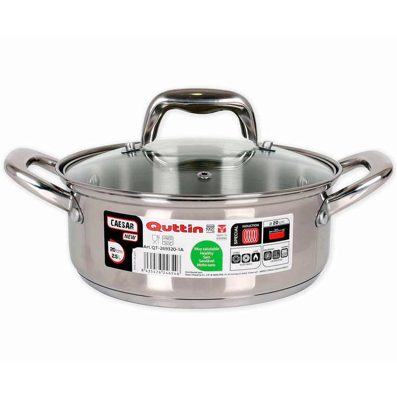 Casserole Quttin 139489 Avec couvercle Argenté Acier inoxydable 1,5 L 2,5 L (Reconditionné B)