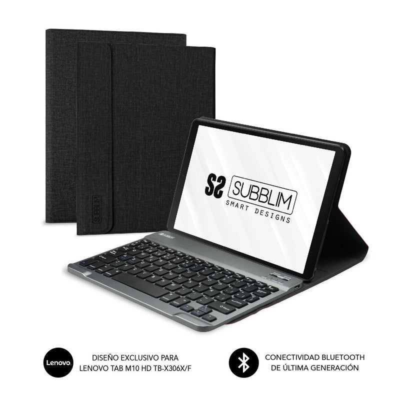 Funda para Tablet y Teclado Subblim SUBKT3-BTL100 Negro Qwerty Español (Reacondicionado A)