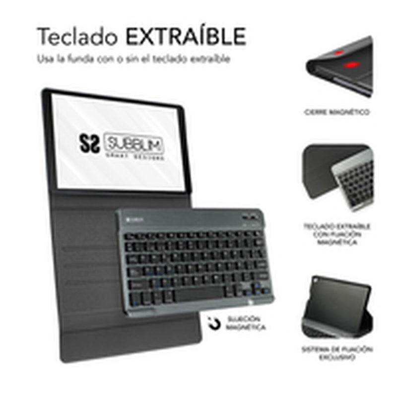 Funda para Tablet y Teclado Subblim SUBKT3-BTL100 Negro Qwerty Español (Reacondicionado A)