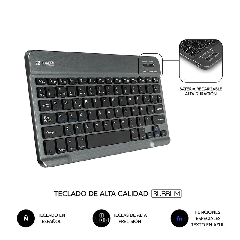 Custodia per Tablet e Tastiera Subblim SUBKT3-BTL100 Nero Qwerty in Spagnolo (Ricondizionati A)