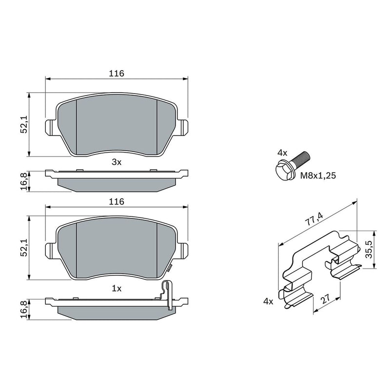 Plaquettes de frein BOSCH BP1071 (Reconditionné B)