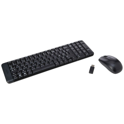 Tastatur mit Drahtloser Maus Logitech MK220 Schwarz Französisch (Restauriert B)