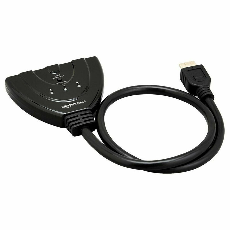 Switch HDMI Amazon Basics Pigtail-Switch-3 Noir (Reconditionné A)