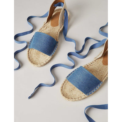 Sandales pour Femme find. Tie Up Flat Bleu 36 (Reconditionné A)