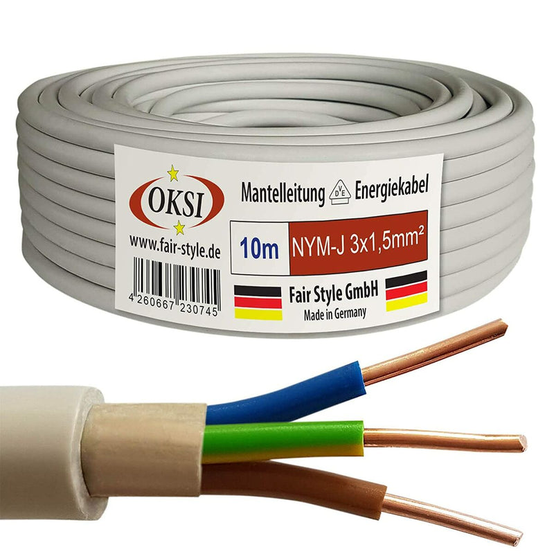 Cable NYM-J 3x1,5 mm2 10 m Grey Copper (Refurbished B)