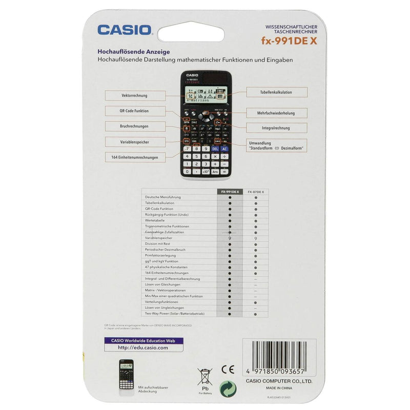 Calculatrice scientifique Casio FX-991DE X (Reconditionné A)