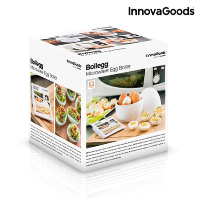 Cuiseur à Oeufs pour Micro-ondes avec Livre de Recettes Boilegg InnovaGoods ‎Bb_V0101051 Blanc (Reconditionné A+)