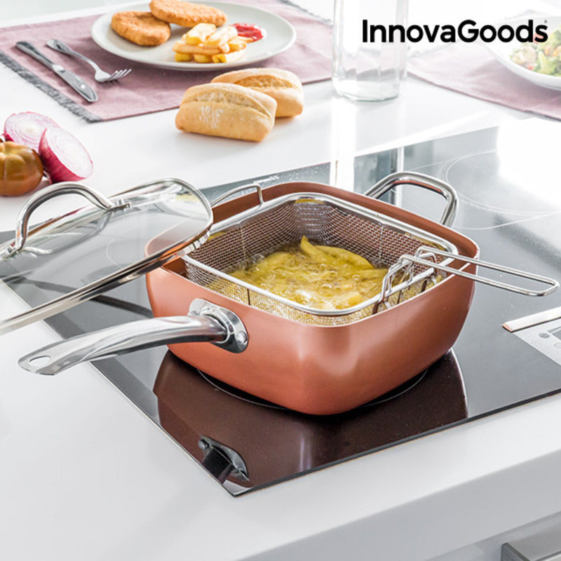 Set di Padelle Multiuso 5 in 1 Copper InnovaGoods Coppans Alluminio 4 Pezzi (Ricondizionati A+)